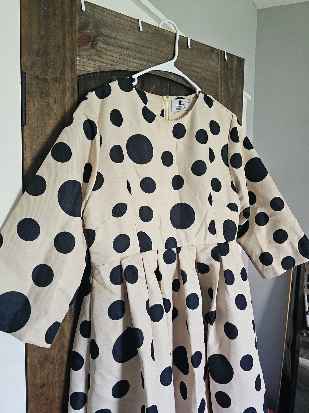 Dainty Jewls Polka Dot Fit-and-Flare Black on Cream